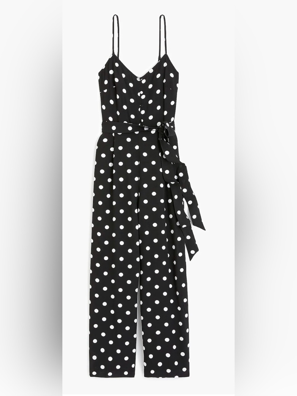 J. Crew Black and White Polka Dot Tie-Waist Maxi Dress